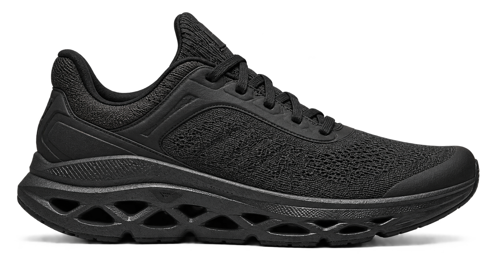 Synthetic black running shoe used to illustrate an exact Shopify product variant